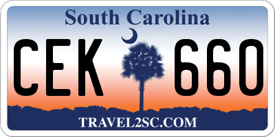 SC license plate CEK660