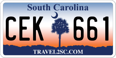 SC license plate CEK661