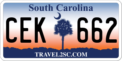 SC license plate CEK662
