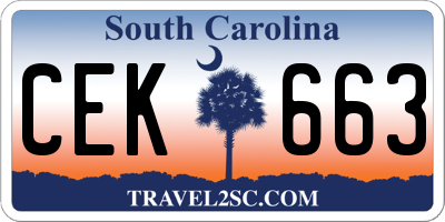 SC license plate CEK663
