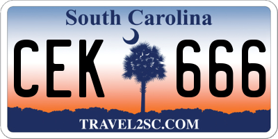 SC license plate CEK666