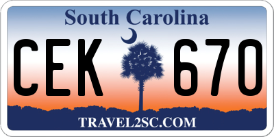 SC license plate CEK670