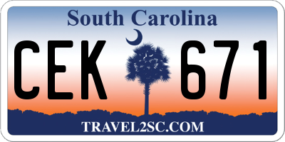 SC license plate CEK671