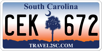 SC license plate CEK672