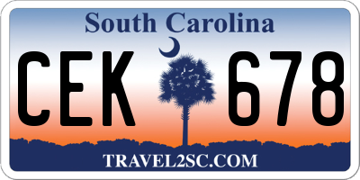 SC license plate CEK678