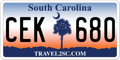 SC license plate CEK680