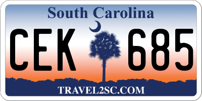 SC license plate CEK685