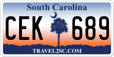SC license plate CEK689