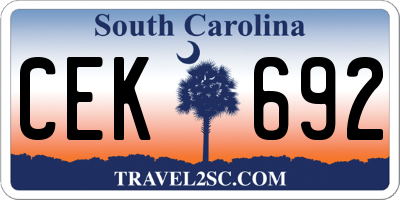 SC license plate CEK692