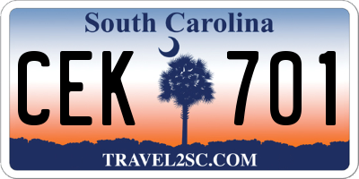 SC license plate CEK701
