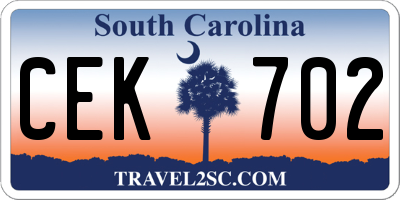 SC license plate CEK702