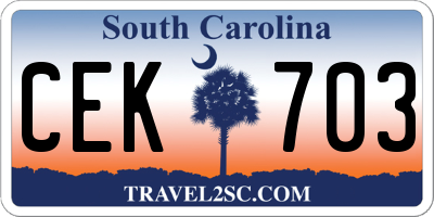 SC license plate CEK703