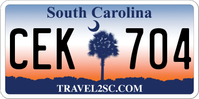 SC license plate CEK704