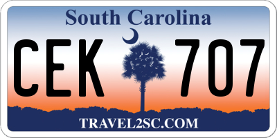 SC license plate CEK707
