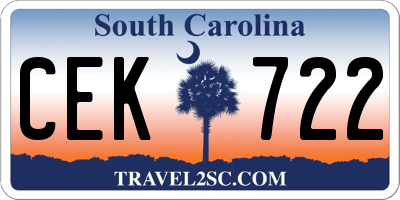 SC license plate CEK722