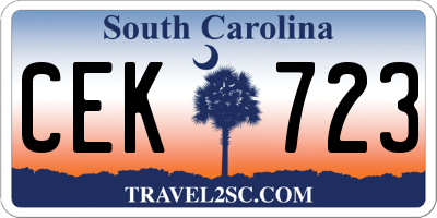 SC license plate CEK723