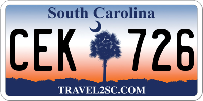 SC license plate CEK726