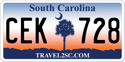 SC license plate CEK728