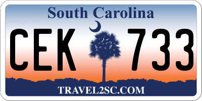 SC license plate CEK733