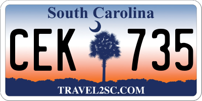 SC license plate CEK735