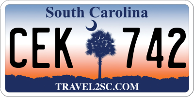 SC license plate CEK742