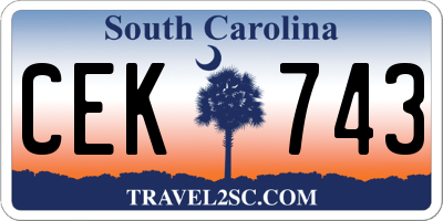SC license plate CEK743