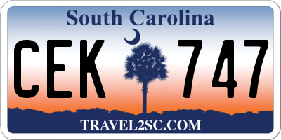 SC license plate CEK747