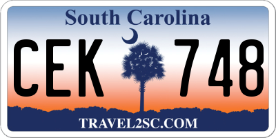 SC license plate CEK748