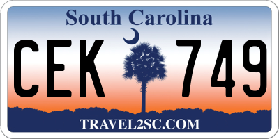 SC license plate CEK749