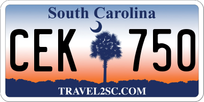 SC license plate CEK750
