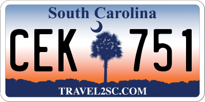 SC license plate CEK751