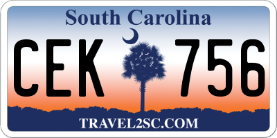 SC license plate CEK756