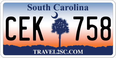 SC license plate CEK758