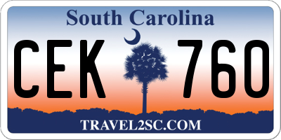 SC license plate CEK760