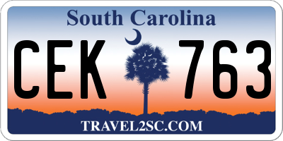 SC license plate CEK763