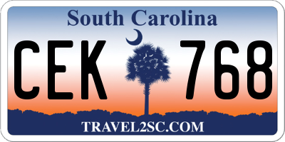 SC license plate CEK768