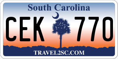 SC license plate CEK770