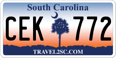 SC license plate CEK772