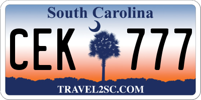 SC license plate CEK777