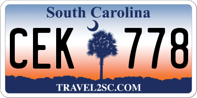 SC license plate CEK778