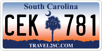 SC license plate CEK781