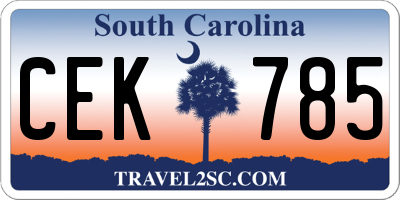 SC license plate CEK785