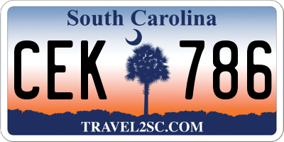 SC license plate CEK786