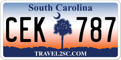 SC license plate CEK787