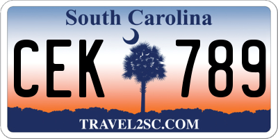 SC license plate CEK789