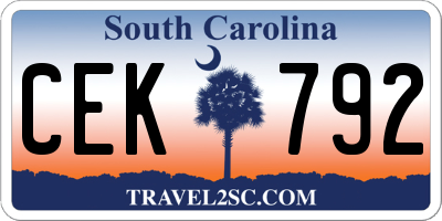 SC license plate CEK792