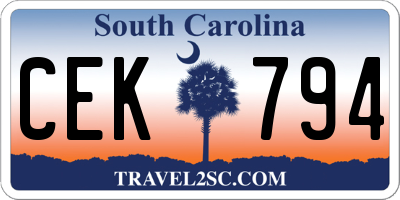 SC license plate CEK794
