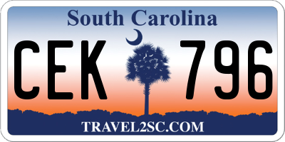SC license plate CEK796