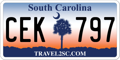 SC license plate CEK797