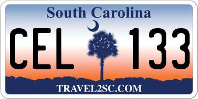 SC license plate CEL133